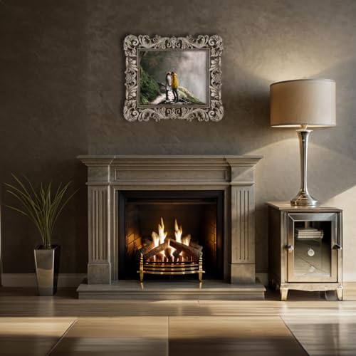 Image of Silver Picture Frame 8x10 Gothic Picture Frames Ornate Vintage | Real Glass, Wall or Tabletop Display, Fits 8x10 or 5x7 Photo with Mat