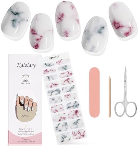 Kalolary Gel Nail Polish Stickers, 20szt. Full Wraps żelowe Paski do Paznokci z Pilnikiem do Paznokci i Sztyftem do Zdobienia Paznokci(Wymagana Lampa UV/LED) (9)