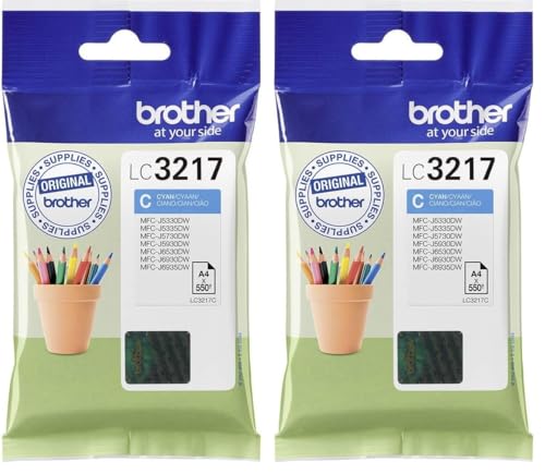 Cartouche d'encre Brother LC3217C cyan d'origine lot de 2 pour des impressions d'une netteté absolue