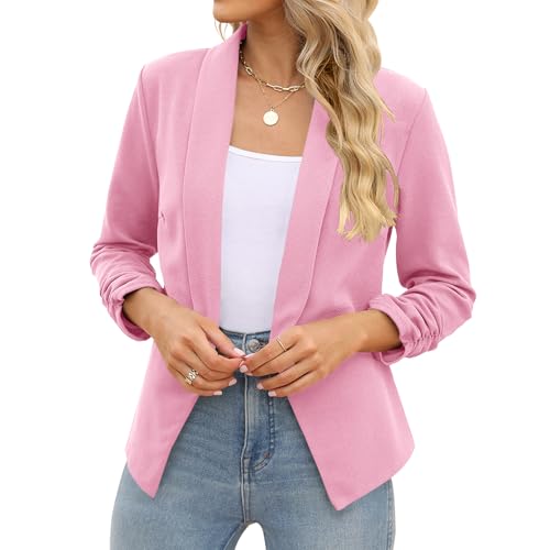 Image of POGTMM Women 3 /4 Sleeve Blazer Open Front Cardigan Jacket Work Office Blazer