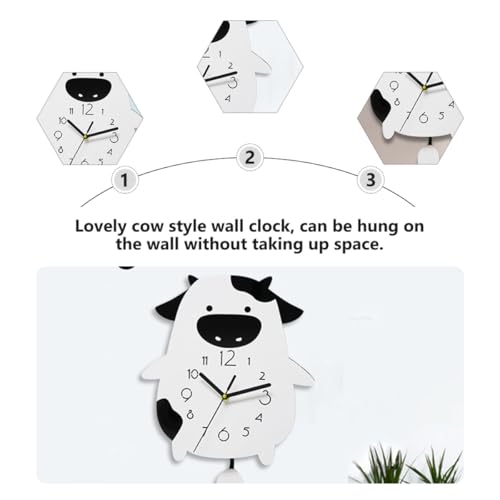 Horloge murale décorative Mobestech en acrylique forme de vache blanche