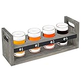 MyGift 5 Piece Beer Flight Tasting Sampler Set Board with Chalkboard Panel, 4 Beer Glasses and...