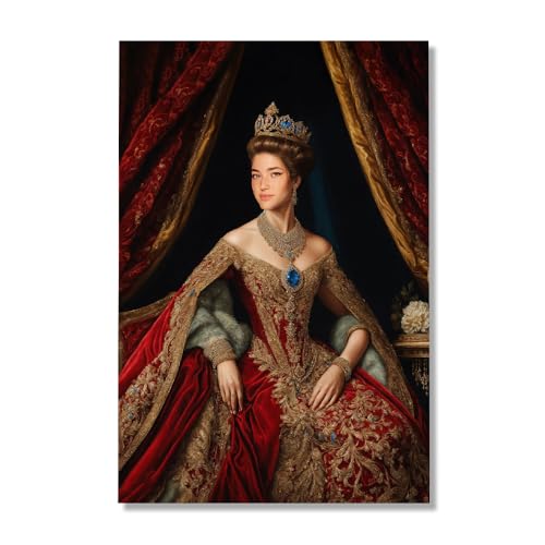 Decorlion Poster Canvas Wall Art - The Queen Custom Photo Canvas Wall Art Decor, Personalized Royal-Themed Artwork, Unique Gift for Her, Elegant Home Decor