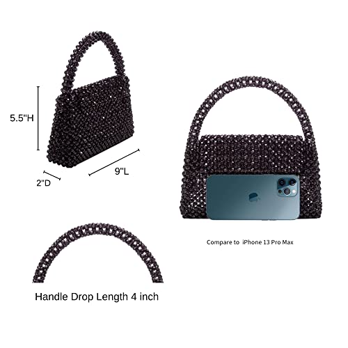 Melie Bianco Sherry Bag - Womens Luxury Beaded Handbag - Fancy Foldover Purse With Top Handle - 100% Pvc & Cruelty-Free Materials - Formal, Evening, Daytime, Weekend Wear - Emerald #TOP4