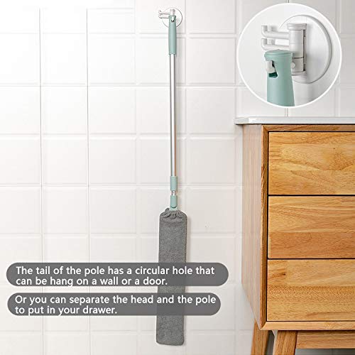 Image of Barebeauty Dust Brush Under Appliance Microfiber Duster with Extension Pole (40 to 55 inches) Bendable, Washable, Extendable Gap Dusters for Sofa Bed Furniture Bottom - Wet or Dry(Gray)