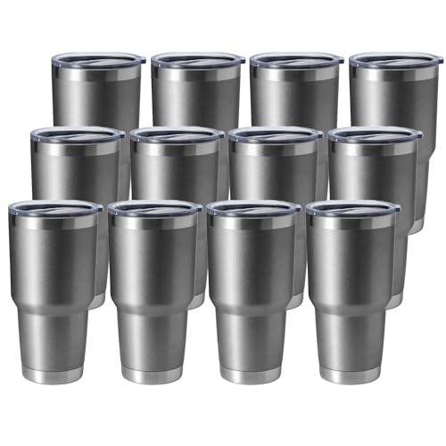 Image of HASLE OUTFITTERS 30oz Stainless Steel Tumbler, Double Wall Vacuum Insulated Travel Mug Tumbler, Durable Insulated Coffee Mug, Gift Box Set (Grey, 12)