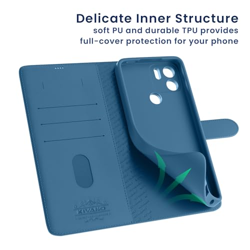 Image of KIVANO LUXE Compatible for CMF by Nothing Phone 2 Pro 5G Luxury Handmade Leather Magnetic Flip Folio Case | Card Holder & Kickstand | Slim Protective Cover | Unisex - Blue