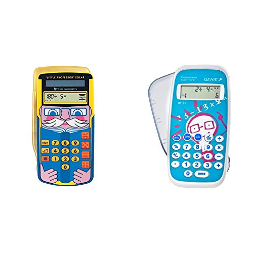 Texas Instruments LPROFSOLAR Little Professor Solar Rechentrainer & Genie BT11 Rechentrainer (Lernspiel, Mathe Lernen durch ca. 300.000 Aufgaben, Inkl. Taschenrechner-Funktion, Schutzdeckel)