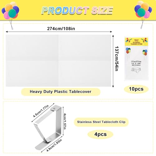 Tischdecke Einweg Weiß Tischtuch Rechteckig Tischdecken 10 Stück Einweg Kunststoff Tischdecken Wasserdicht Geburtstag Tischdecken 137 x 274 cm Bierbank Tischdecke für Party Hochzeit Grillen Picknick