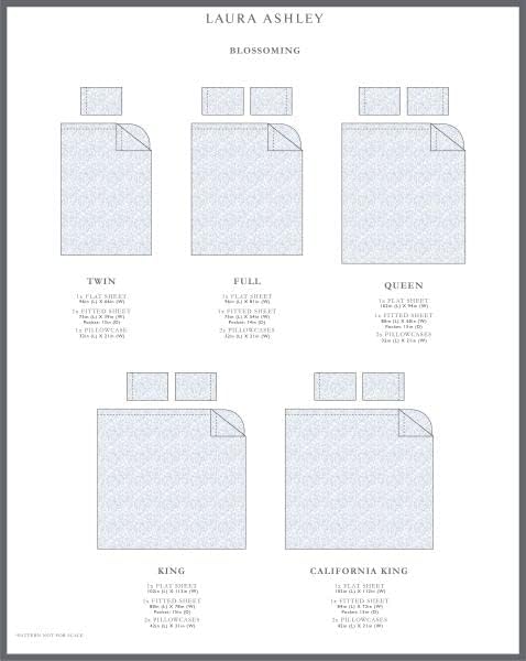 Miniatura 6 de Laura Ashley Home Juego de ropa de cama tamaño Queen de satén de algodón suave, elegante y transpirable para decoración del hogar, azul Blossoming