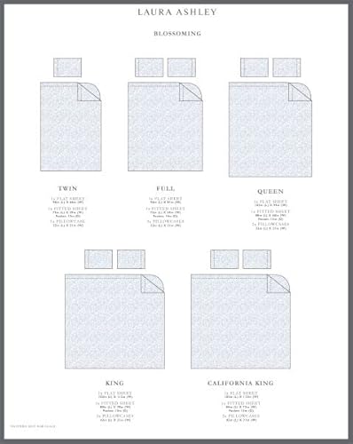 Laura Ashley Home - Full Sheets, Soft Sateen Cotton Bedding Set - Sleek, Smooth, & Breathable Home Decor,Blossoming Blue #TOP5