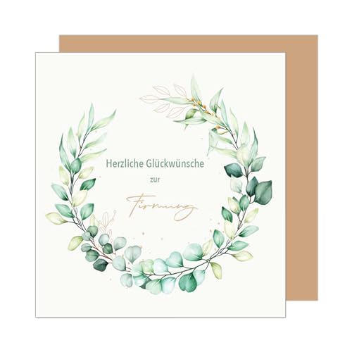 Edition Seidel Premium quadratische Glückwunschkarte zur Firmung mit Umschlag. Firmungskarte mit Spruch Karte Grußkarte Junge Mädchen Jugendliche Kranz Zweig (FIQ114 SW025)