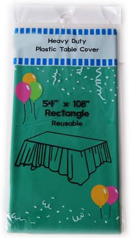 Evershine (12-Pack Heavy Duty Plastic Table Covers Tablecloth (Reusable) (Rectangle 54" X 108", Emerald Green)