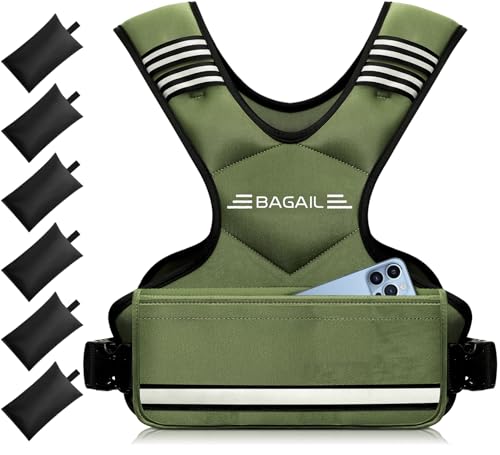 Image of BAGAIL Adjustable Weighted Vest for Women 4-10lb /12-18lb /20-32lb, Comfortable U-Neck Rucking Vest with 6 Removable Weights, Storage Pocket and Reflective Strips for Walking, Jogging, Weight Loss