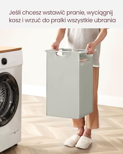 VASAGLE Kosz na brudną bieliznę, 3 komory, 3 wyjmowane torby z tkaniny Oxford, blat, metalowa rama, 3 x 38 l, 92,5 x 33 x 72 cm, biały, BLH301W01