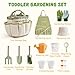 ROBOTIME Kids Gardening Tools, 17 PCS Toddler Gardening Set, Children's Gardening Tools, Metal Kids Gardening Set All in One Kit, Gardening Tools for Kids Outdoor Toys Gift for Boys and Girls
