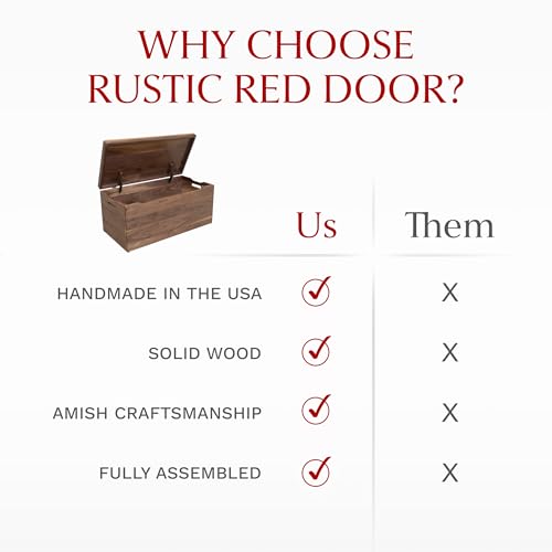 Image of Amish Made Wooden Storage Chest Trunk Box with Lid and Handles for Bedroom, Blanket, Clothes, Anti-Slam Hinges, Handmade, Rustic, Walnut Wood, Natural Stain, 42 inch