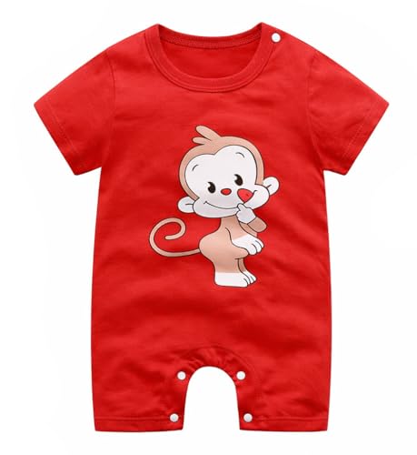 Image of Bold N Elegant Cute Cartoon Print Cotton Newborn Baby Boy Girl Rompers Jumpsuit Baby Onesie Bodysuit for Little Kids