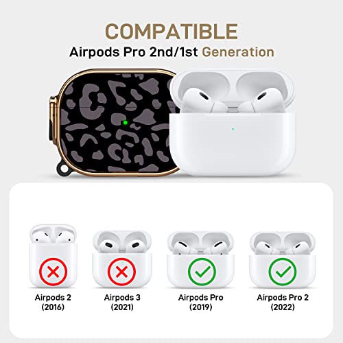 Image of Maxjoy for AirPods Pro 2nd /1st Generation Case with Lock, Cute AirPods Pro 2 Case Lock Protective AirPod Pro Cover for Women Men with Keychain for Airpod Pro (2023 /2022 /2019), Grey Leopard
