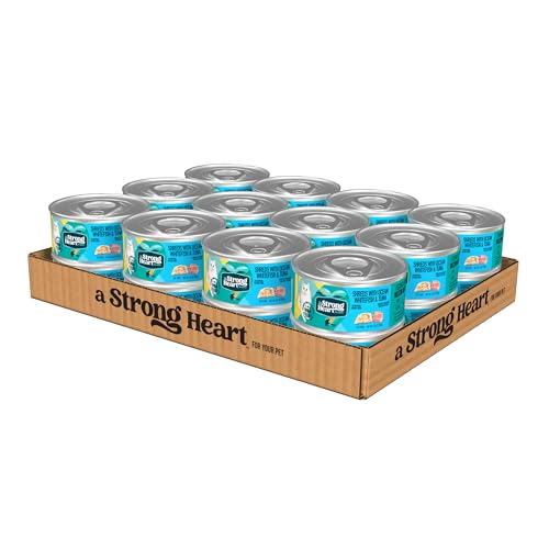 Image of A Strong Heart Canned Wet Cat Food, Shreds with Ocean Whitefish & Tuna - 5.5 oz Cans (Pack of 24), Made in The USA with Real Ocean Whitefish & Tuna