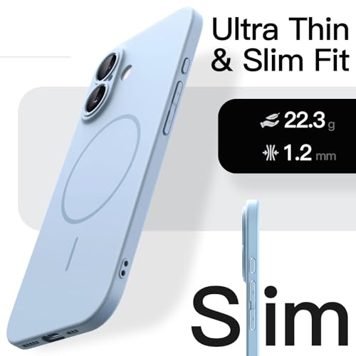 Image of JETech Magnetic Slim Case for iPhone 17 6.3-Inch, Compatible with MagSafe, Ultra-Thin Lightweight Minimalist Phone Cover with Matte Finish and Full Camera Lens Protection (Mist Blue)