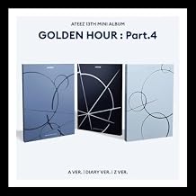 3 Ver Set. ATEEZ GOLDEN HOUR PART.4 13th Mini Album 6 Book+6 Photo Card+3 Poster+GIFT