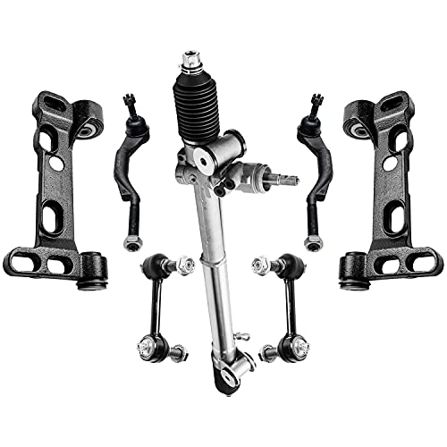 Image of Detroit Axle - 13pc Front End Kit for Buick Rainier Chevy Trailblazer EXT GMC Envoy XL XUV, Power Steering Rack and Pinion Control Arms Tie Rods Ball Joints Front and Rear Sway Bars Replacement