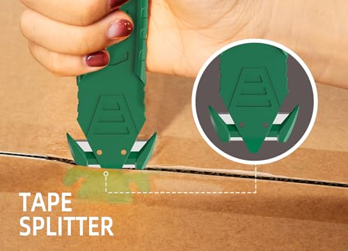 Image of Safety Box Cutter T TOVIA 5 Pcs Stainless Steel Concealed Blade Package Opener with Tape Splitter for Cartons, Cardboard, Wrap, Straps, Film - Assorted color