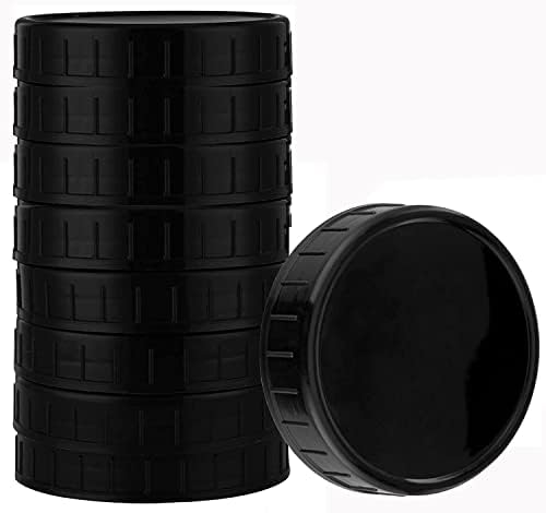 Actaday 16 Pcs Black Plastic Mason Jar Lids Wide Mouth Canning Jar Lids Leak-proof Storage Cap Reusable Mason Jars Plastic Lids, Canning Lids 86mm (Wide Mouth) - with Leak-proof Silicone Ring