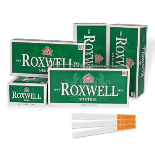 Roxwell CigaretteTubes Menthol 100's mm – 1000 Count - 5 Boxes of 200 Tubes – Smooth Draw White