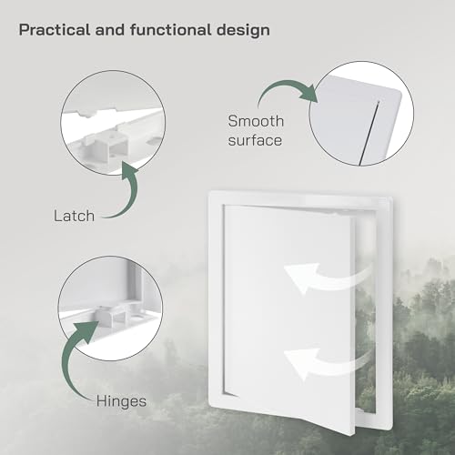Vent Systems White ABS Plastic - Access Panel 10 x 13 Inch - Access Panel with Door for Drywall, Wall and Ceiling Electrical and Plumbing Service Wall Hole Cover - Exterior Dimensions 10.6x13.7 Inches