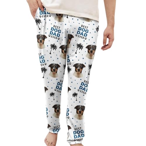 Custom Photo Best Dad Grandpa Ever Dog Face Pants Personalized Pajamas, Personalized Pajamas Pants with Photo for Men Women, Custom Pajama Pants Valentines, Mens Pajama Pants with Pockets