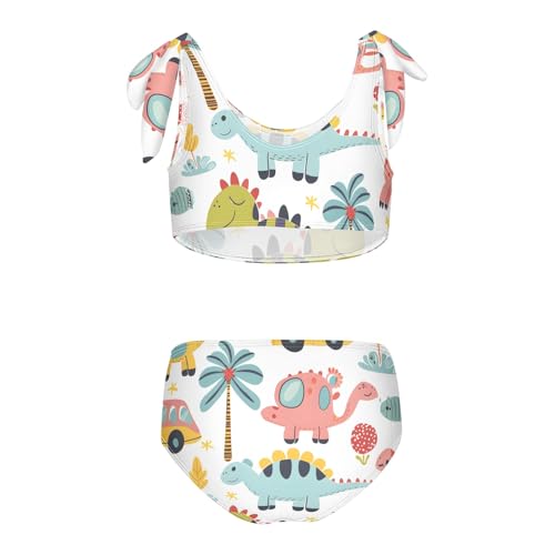 Girls' Bikini Set, Cute Dino Cars Trees Kids Swimsuit 2 Pcs Beach Bathing Suit2