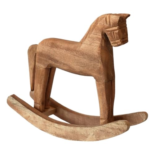 Plmvhpb Cheval à Bascule Vintage en Bois Sculpté, Animaux Décorés avec des Figurines de Artisanaux Sculptés en Bois pour la Décoration de