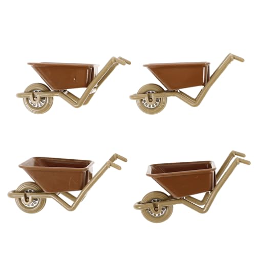 Angoily 4 Pièces Miniature Brouette Décorative Plastique Accessoires Réalistes pour Micro Paysage et Maison de Poupée Modèle pour Aménagement Miniature