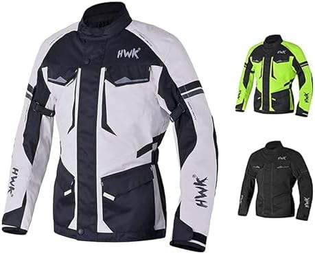 HWK Adventure Touring Motorcycle Jacket for Men, Water Resistant Cordura Textile Biker Jacket for Men, Durable and Stylish Moto Gear with CE Armor for Enduro Motorbike Riding - Black, 4XL