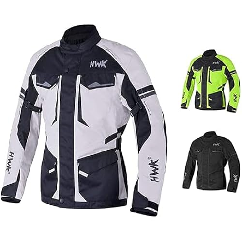 HWK Adventure Motorcycle Jacket Men with CE Armor, 600D Cordura, All-Season