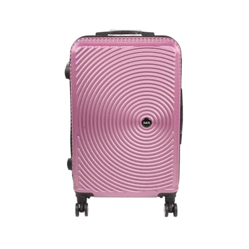 COMERCIAL CANDELA FELPUDOS Y ALFOMBRAS Maleta de Viaje Mediana 24” (67x44x26 cm) ABS Rígida | Equipaje con 4 Ruedas Giratorias 360°, Cerradura de Combinación y Asa Telescópica (Rosa)