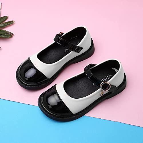 Girls Toddler/Little Kid/Big Kid Dress Shoes Non Slip Leather Sandals Princess School Party (White, 13.5 Little Child)4