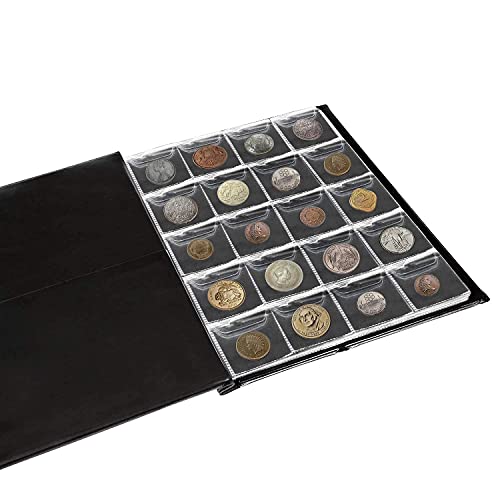 Mahogany Life 200 Large Pockets Coin Album for Collection (Large) - Big Pockets for Rupee 10 Coins and Old Rs-1 and Rs-2 Coin Collection Black