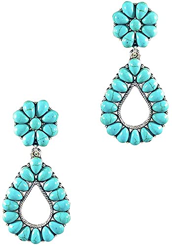 Turquoise Bohemian Small Delicate Metal Fashion Earring Teardrop Earrings Jewelry Gifts for Women