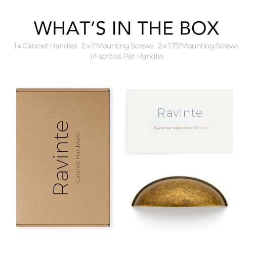 Image of Ravinte Antique Brass Drawer Pulls Cabinet Cup Pulls 3 Inch 1 Pack | Kitchen Hardware, Cup Pull Shape, Cabinet Handles, Drawer Handles, Smooth Drawer Grip,For Dressers, Cupboards