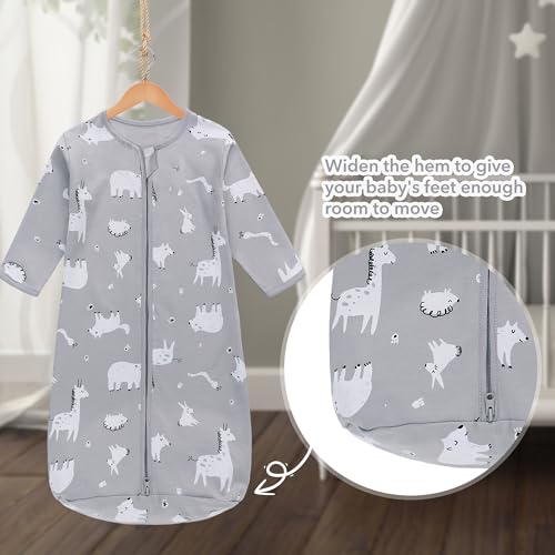 Image of Miracle Baby Long Sleeve Sleep Sack 2-Pack, 100% Cotton Wearable Blanket Baby Sleeping Bag for Newborn Infant Toddler