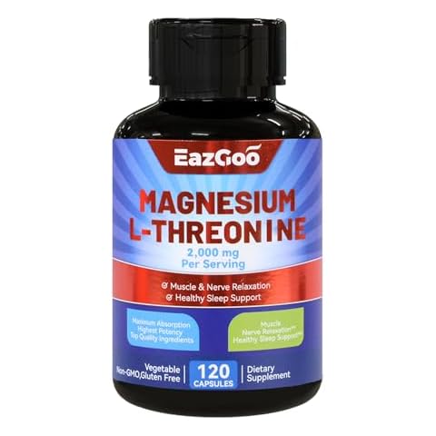 EAZGOO Magnesium L-Threonine Supplement, Mineral Magnesium Supplement, Magnesium L-Threonine 2000mg, 120 Capsules Cover