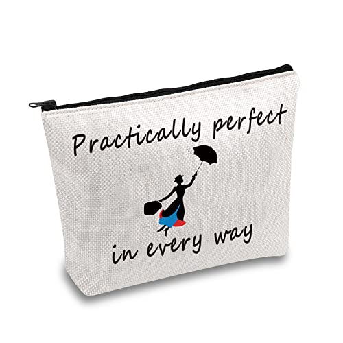 JXGZSO Bolsa de maquiagem Mary com citação para lápis, praticamente perfeita em todos os sentidos, presente inspirado no filme, Praticamente perfeito em todos os sentidos