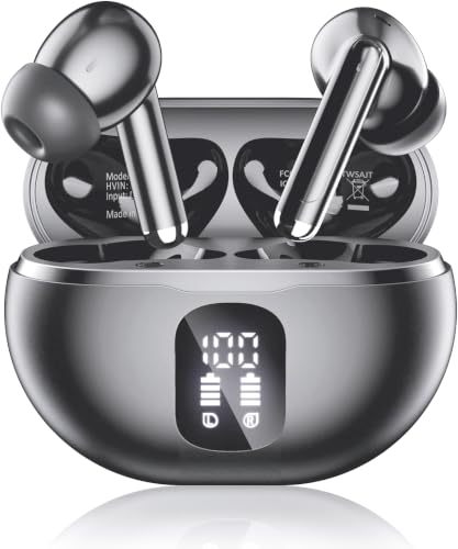 XIAOWTEK Wireless Earbuds, Bluetooth 5.4 Ear Buds Bass Stereo, Headphones with Noise Cancelling Mic, LED Display in Ear Earphones Clear Calls, IP7 Waterproof Bluetooth Earbuds for Phone/Android/iPad