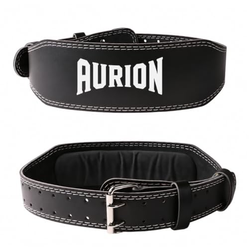 Image of Aurion Gym Belt For Weight Lifting Super Black Deadlift Belt, Powerlifting & Strength Training With Double Pronged Buckle, 4mm Thickness EVA Padded Lifting Belt For Men And Women (S /M)