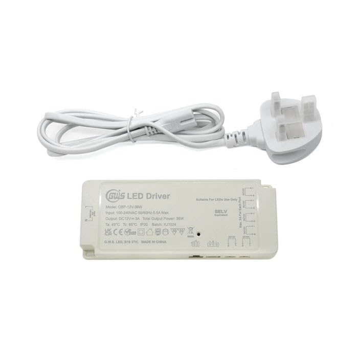 G.W.S LED Plug and Play Central Control Cabinet Driver, 6 DuPont Ports, Output DC 12V 3A 36W, Input AC 100-240V, IP20 Non-Waterproof For Indoor Use