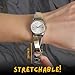 VeraRose Womens Watch Stretch Bangle Bracelet Silver Gold Two Tone Watch Expansion Band Watch Fashion Stretch Bangle Watch reloj para Mujer Gifts for Women's Watch