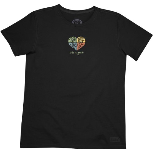 Life is good Women's Crusher Heart 4 Seasons T-Shirt (Night Black)